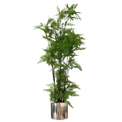 Künstlicher Baum-Moosfarn-Pflanzgefäß in Silber, 150 cm