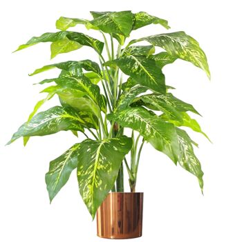 Plante d'arbre artificielle Fox Aglaonema, jardinière en métal et cuivre 1