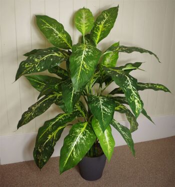 Plante d'arbre artificielle Fox Aglaonema, jardinière en métal et cuivre 3