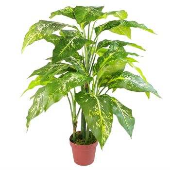 Plante d'arbre artificielle Fox Aglaonema, jardinière en métal et cuivre 7