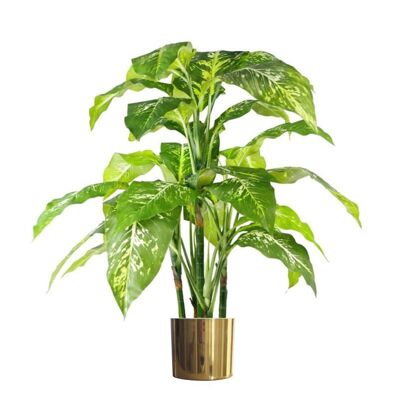 Planta de árbol artificial Fox Aglaonema Plant Gold Metal Planter