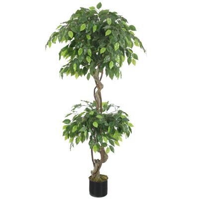 Piante di albero di ficus intrecciate artificiali 150 cm