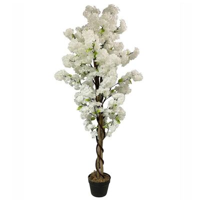 Albero artificiale in fiore bianco