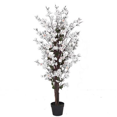 Künstliche Baumpflanzen mit weißen Blüten, 120 cm, 4 Fuß