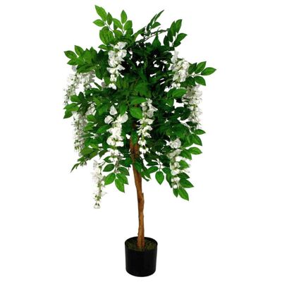 Künstlicher Glyzinienbaum, weißer Stamm, 130 cm