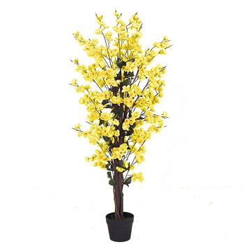 Plantes d'arbres à fleurs jaunes artificielles 120 cm 4 pieds