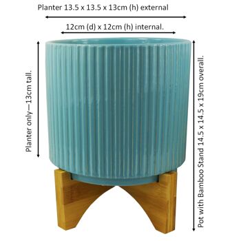 Pot de fleurs en céramique, bambou bleu 14.5x14.5x19cm 6