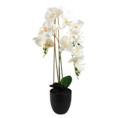 Planta Flor Orquídea Artificial 70cm Maceta Plástico Blanco 70cm