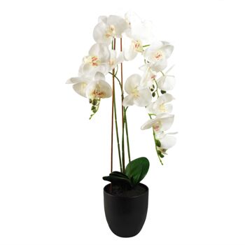 Plante de fleur d'orchidée artificielle 70 cm Pot en plastique blanc 70 cm 1