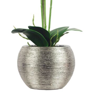 Plante artificielle de fleur d'orchidée 70cm jardinière en céramique argentée blanche 2
