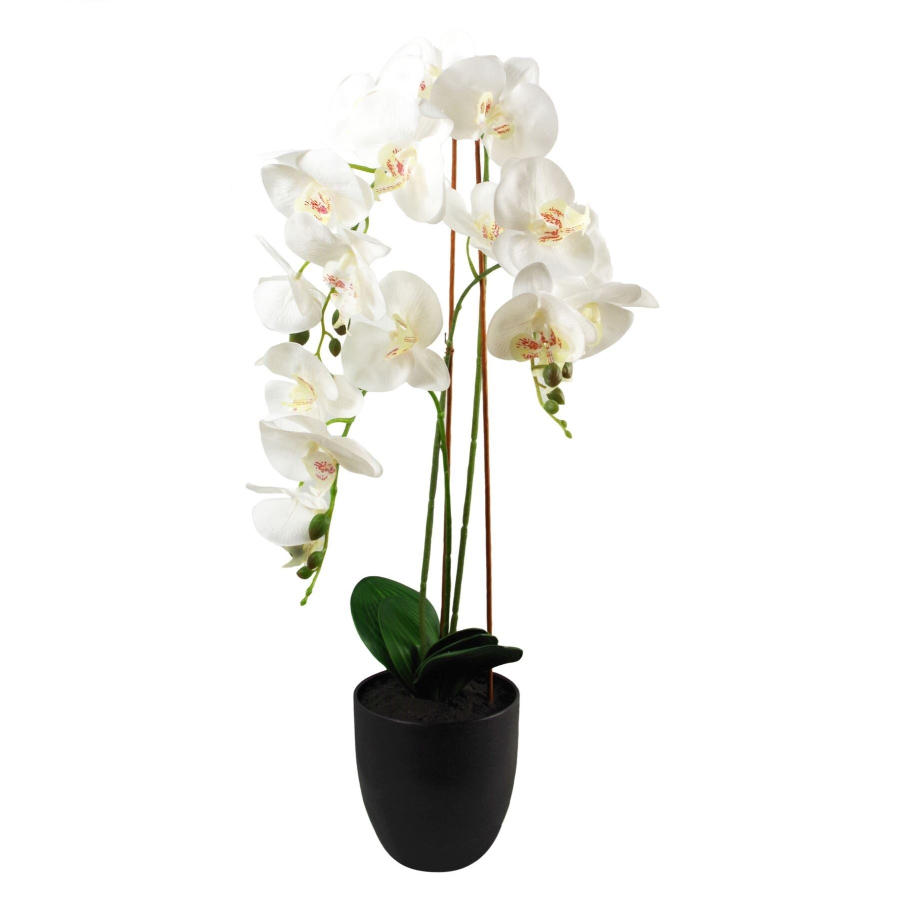 Maceta de exhibición de plantas de flores de orquídeas artificiales blanco 70cm