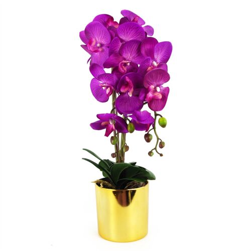Artificial Orchid Large Purple Gold 52cm
