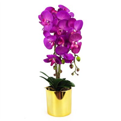 Orquídea Artificial Grande Púrpura Oro 52cm