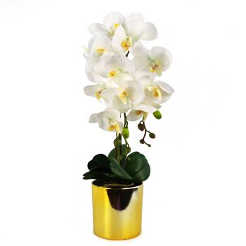 Orchidée Artificielle Grande Or Blanc 52cm 1