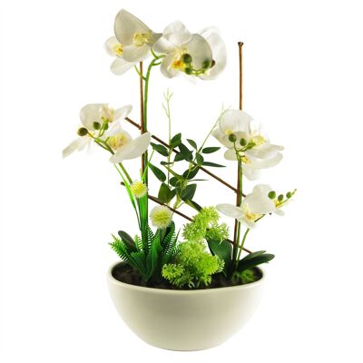 Pianta di orchidea artificiale in fioriera da 55 cm