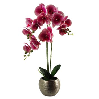 Jardinière en céramique orchidée artificielle argentée, jardinière en argent rose 70 cm 1