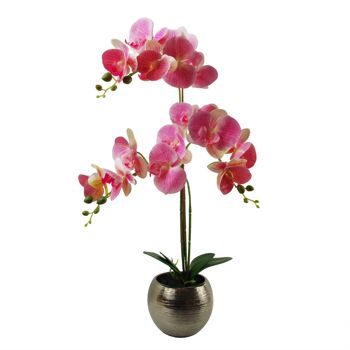 Jardinière en céramique orchidée artificielle argentée, jardinière en argent rose 70 cm 1