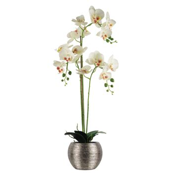 Jardinière en céramique argentée orchidée artificielle, jardinière en argent blanc 70 cm 4