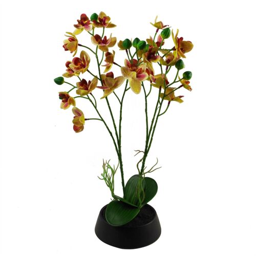 Artificial Orchid Yellow Pink Planter 43cm