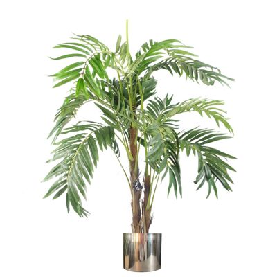 Künstlicher Palmen-Pflanzgefäß in Silber, 120 cm, Luxus-Premium