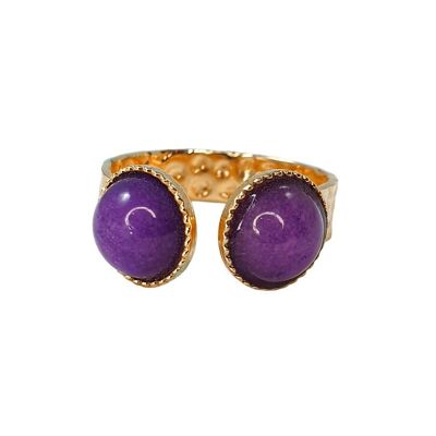 Anello Ofelia placcato oro con agata viola