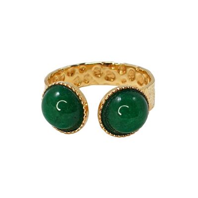 Ophelia-Ring mit grünem Achat, vergoldet