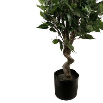 Jardinière argentée de ficus artificiel de 110 cm 3