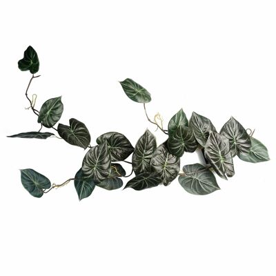 120 cm künstliche Hängepflanze, realistische Alocasia-Drachenschuppe, dunkel