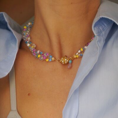 Colorful beaded necklace with magnetic clasp, Stylish jewelry for her