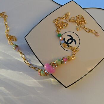 Superposition de colliers de perles faits à la main, collier d’été avec chaîne 1
