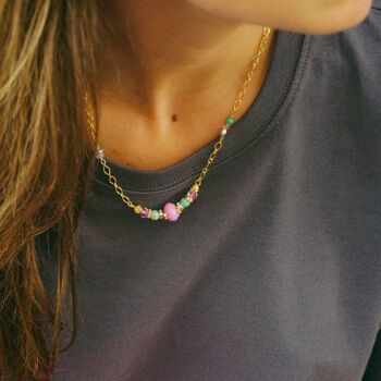 Superposition de colliers de perles faits à la main, collier d’été avec chaîne 3