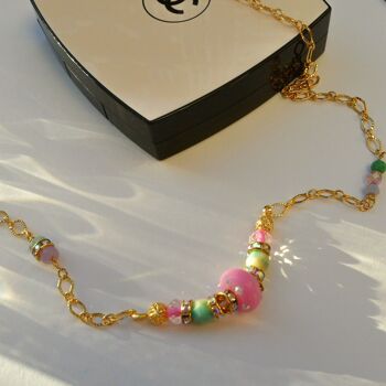 Superposition de colliers de perles faits à la main, collier d’été avec chaîne 4