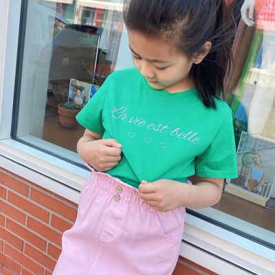 Baumwoll-T-Shirt mit Botschaft für Mädchen