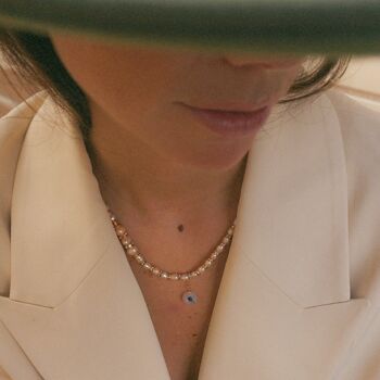 Collier de perles naturelles pêche avec pendentif en résine, bijoux faits main 7