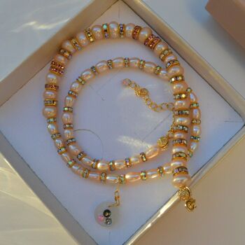 Collier de perles naturelles pêche avec pendentif en résine, bijoux faits main 8