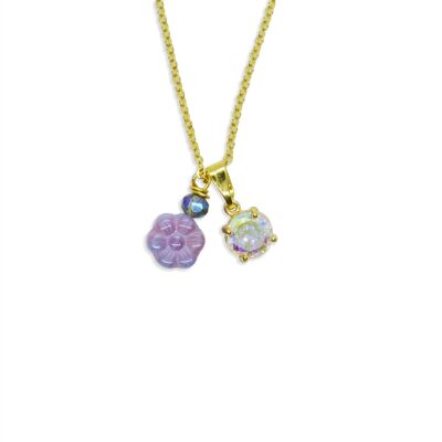 Flower pendant necklace with gold plated chain, Cute jewelry gift for her