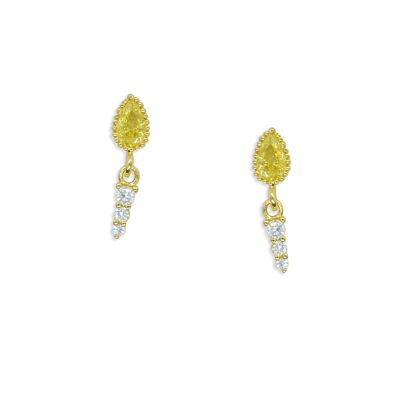 Dainty piercing earrings stud, Gold plated mini earrings zirconia