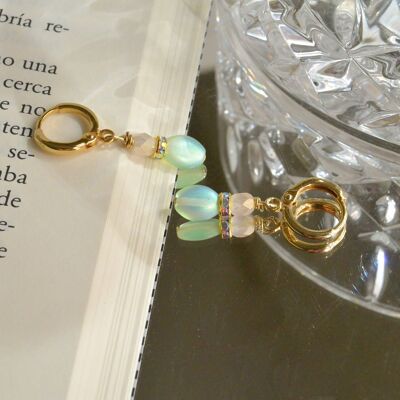 Crystal pendant earrings small, Cute huggie earrings