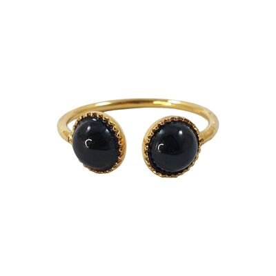 Anillo de ágata negra Dora chapado en oro