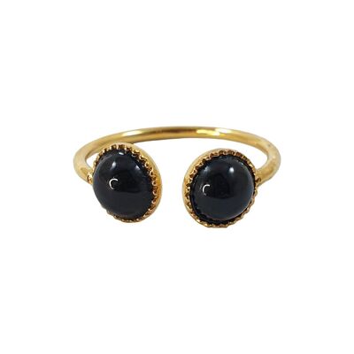 Gold Plated Dora Black Agate Ring