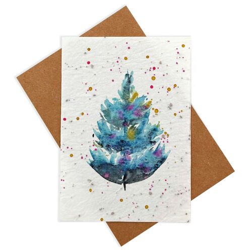 Carte à planter aquarelle - Sapin féérique