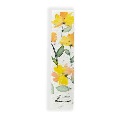 Watercolor plantable bookmark - Yellow and orange flowers