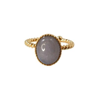 Gaia gold-plated oval braided gray agate ring