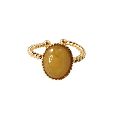 Gaia gold-plated oval braided yellow agate ring