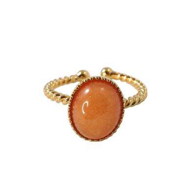 Gaia gold-plated oval braided orange agate ring