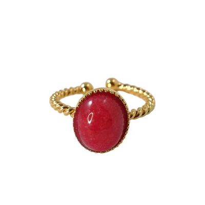 Gaia gold-plated oval braided red agate ring