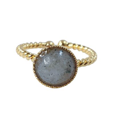 Gaia gold-plated round braided labradorite ring