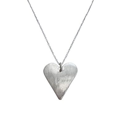 Pendentif coeur fait main en argent fin 925 avec une chaîne en argent 925 - Poinçonné