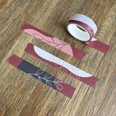 Washi Tape Rouge Rose Blush Nature Brindilles Fleurs