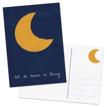 Carte postale A6 Vers la Lune et Retour Ocre Bleu Foncé 2